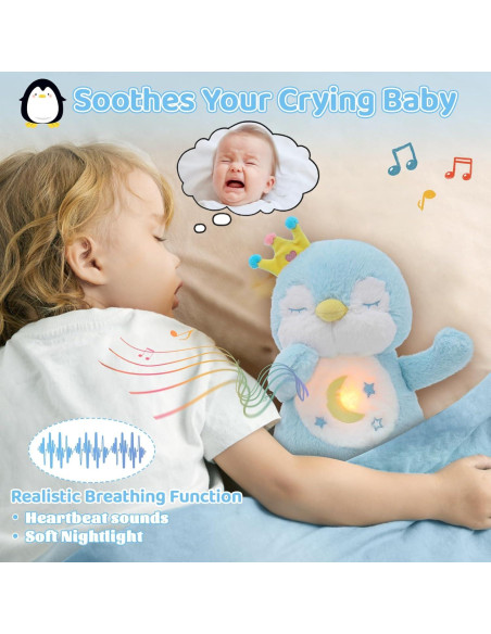 Juguete de Peluche Pingüino Emoin Azul con Respiración Realista