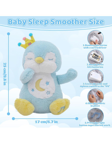 Juguete de Peluche Pingüino Emoin Azul con Respiración Realista