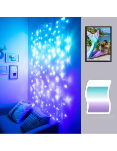 Luces de Cortina LED BECCOBEAT 2x2m Turquesa y Púrpura 2