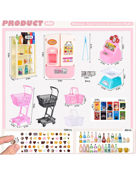 Juego de Rol Mini Supermercado 163 Piezas uimsao