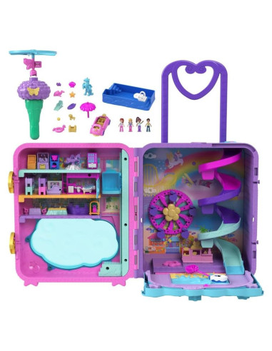 Muñecas Polly Pocket Resort Roll Away Mattel, 4 Muñecas, 1 Vehículo, 25+ Accesorios