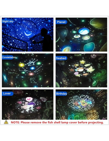 Proyector de Estrellas WINICE Luz Nocturna Azul 1W LED