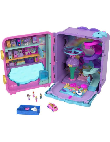 Muñecas Polly Pocket Resort Roll Away Mattel, 4 Muñecas, 1 Vehículo, 25+ Accesorios