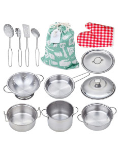 Juego de Cocina Infantil FEROXO 12 Piezas Acero Inoxidable