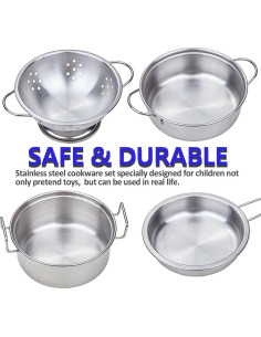 Juego de Cocina Infantil FEROXO 12 Piezas Acero Inoxidable 2