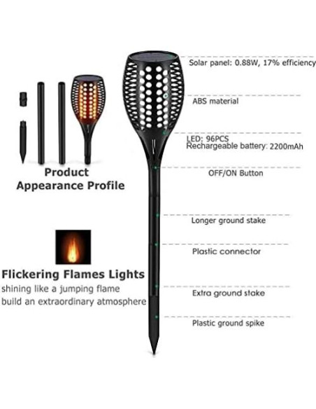 Antorchas Solares Aityvert 109 cm Paquete de 4 LED
