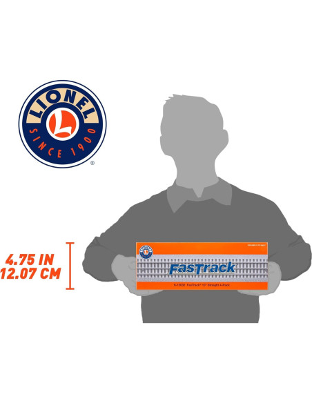 Pista Recta Lionel FasTrack 25.4 cm Eléctrica Paquete de 4