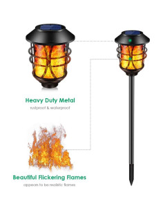Antorchas Solares TomCare de Metal 4 Piezas con Llama Realista 2