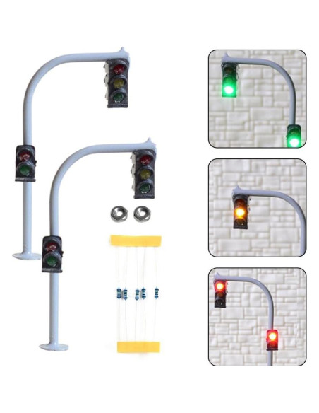 2 Semáforos LED Escala N Cloudpower 3 Luces Verde-Amarillo-Rojo