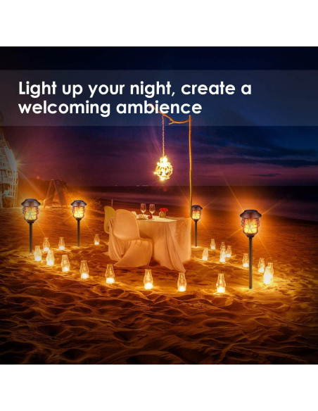 Antorchas Solares TomCare de Metal 4 Piezas con Llama Realista