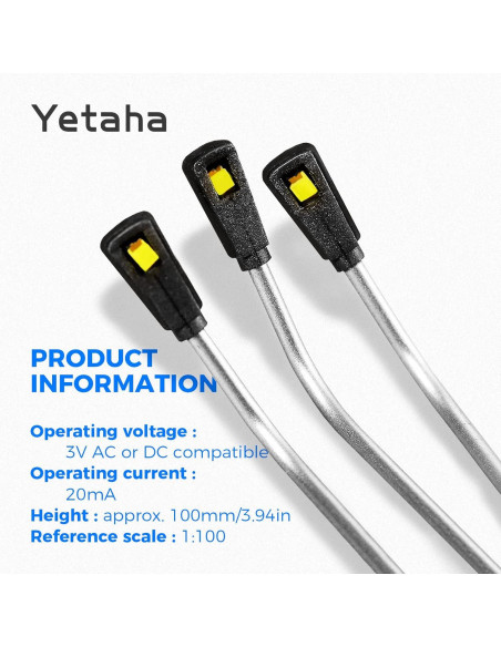 20 Faroles LED Doble para Modelos de Ferrocarril Yetaha 11cm