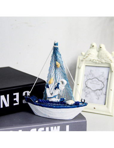 Mini Decoración de Velero BLLREMIPSUR 2 Pcs Madera 10.9x12.7cm