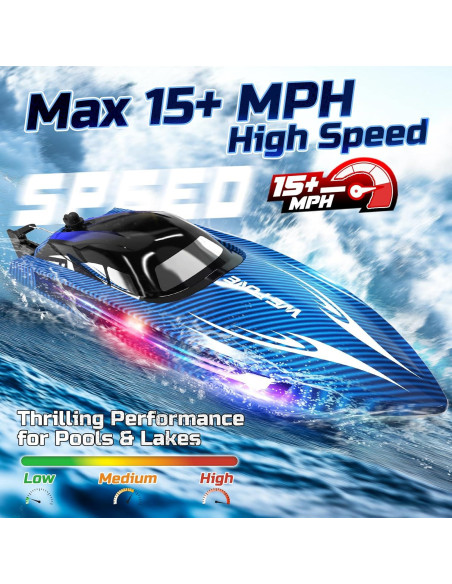 Barco RC WeFone WF17 para Piscinas y Lagos, 24 KMH, LED