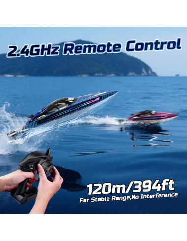 Barco RC WeFone WF17 para Piscinas y Lagos, 24 KMH, LED