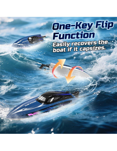 Barco RC WeFone WF17 para Piscinas y Lagos, 24 KMH, LED