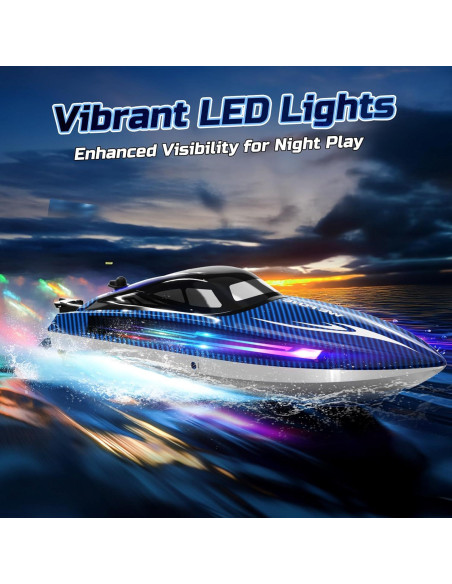 Barco RC WeFone WF17 para Piscinas y Lagos, 24 KMH, LED