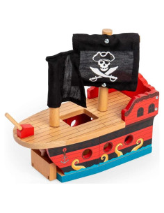 Barco Pirata de Madera Bigjigs Rail - Juguete para Niños 22.5 cm