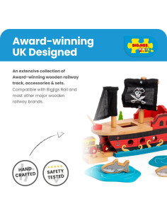 Barco Pirata de Madera Bigjigs Rail - Juguete para Niños 22.5 cm 2