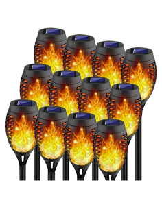 Kurifier 12 Luces Solares Antorcha LED Naranja Decorativas