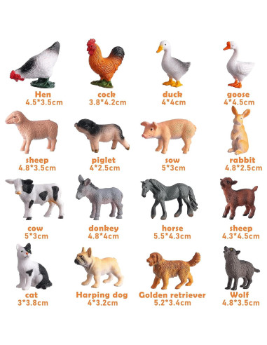 16 Figuras de Animales de Granja JOKFEICE - Juguetes Educativos