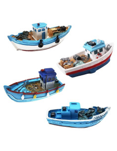 Barco Miniatura Vintage MAOMIA 4 Pcs Decoración Jardín