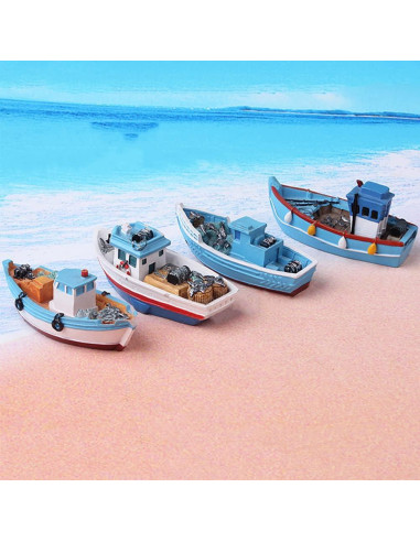 Barco Miniatura Vintage MAOMIA 4 Pcs Decoración Jardín