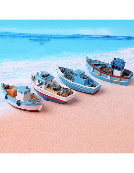 Barco Miniatura Vintage MAOMIA 4 Pcs Decoración Jardín
