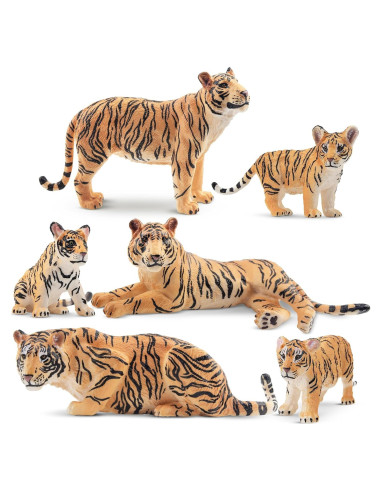 Figuras de Tigres y Cachorros Toymany - Set 6 Piezas Educativo