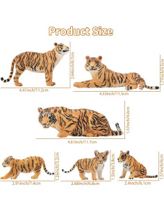 Figuras de Tigres y Cachorros Toymany - Set 6 Piezas Educativo 2