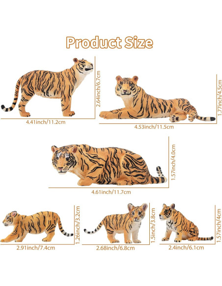 Figuras de Tigres y Cachorros Toymany - Set 6 Piezas Educativo
