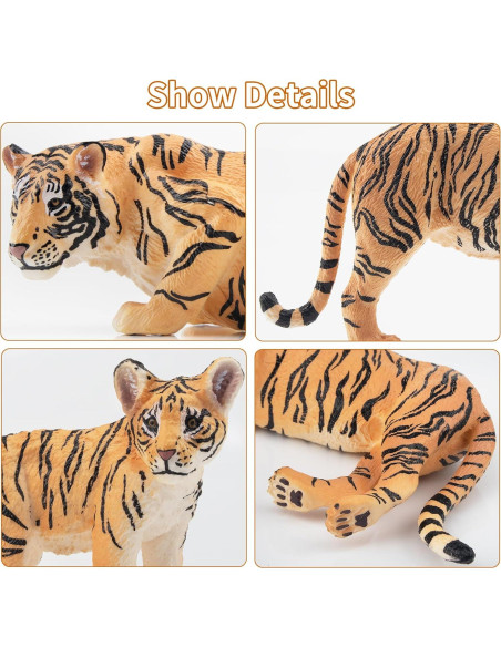 Figuras de Tigres y Cachorros Toymany - Set 6 Piezas Educativo