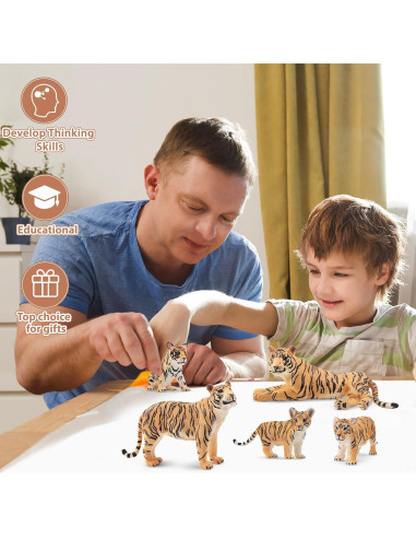 Figuras de Tigres y Cachorros Toymany - Set 6 Piezas Educativo