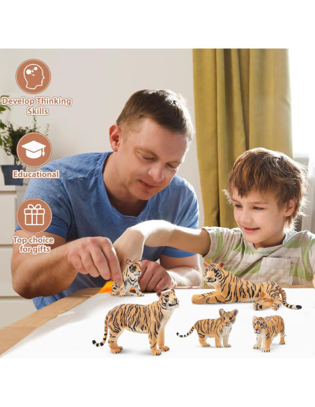 Figuras de Tigres y Cachorros Toymany - Set 6 Piezas Educativo