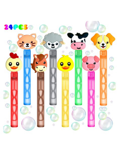 Varitas de Burbujas de Animales de Granja - 24 Piezas Uoyoi