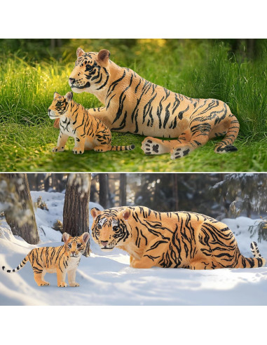 Figuras de Tigres y Cachorros Toymany - Set 6 Piezas Educativo