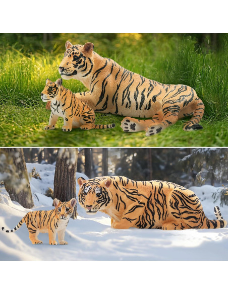 Figuras de Tigres y Cachorros Toymany - Set 6 Piezas Educativo