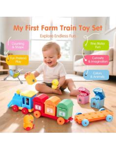 Set de Tren Montessori Hahaland con Animales y Títeres - 30.5x20.5cm 2