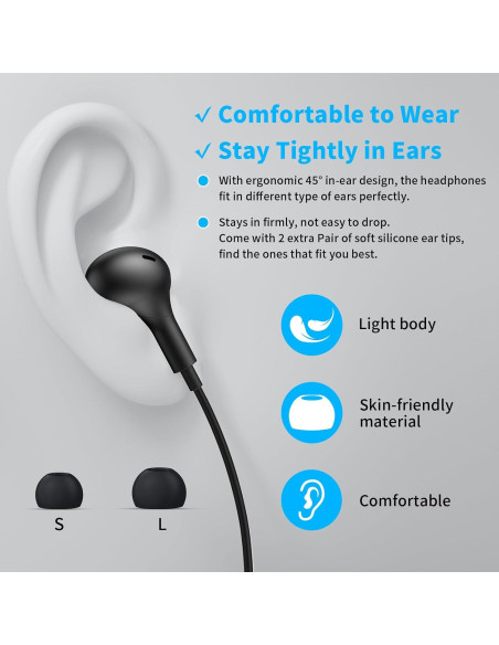 Auriculares USB C APETOO con micrófono y control de volumen Auriculares USB C APETOO con micrófono y control de volumen