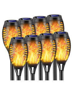 Luces de antorcha solar COCOMOX 8 LED amarillas decorativas