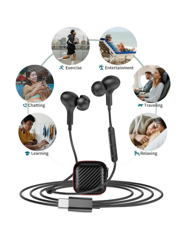 Auriculares USB C APETOO con micrófono y control de volumen