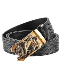 Cinturón de cuero ajustable para hombres con hebilla automática