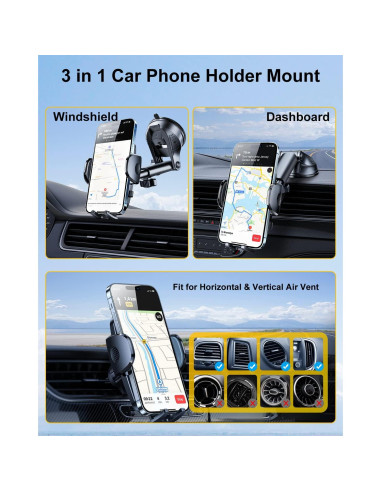 Soporte para Teléfono Rorhxia 3-en-1 Ajustable para Coche