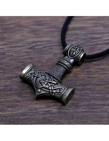 Collar Martillo Thor Mjolnir Bronce Antiguo 40mm Joyería Vikinga