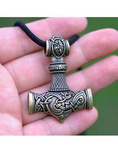 Collar Martillo Thor Mjolnir Bronce Antiguo 40mm Joyería Vikinga
