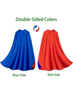 Conjunto Capa y Máscara Superhéroe Doble Cara Adulto Azul Rojo 2