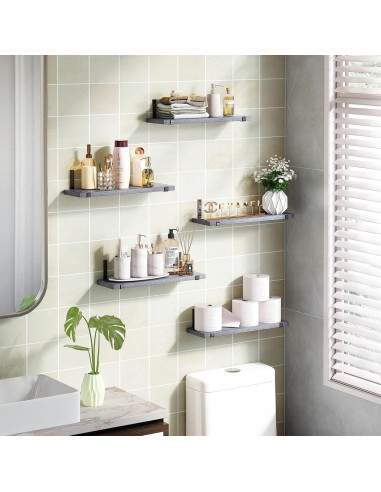 Estantes flotantes Fixwal de 5 piezas en madera gris 40x12 cm