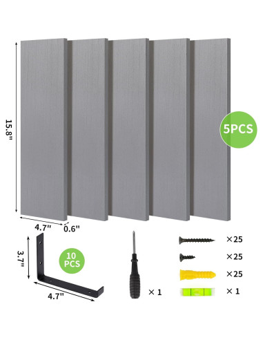Estantes flotantes Fixwal de 5 piezas en madera gris 40x12 cm