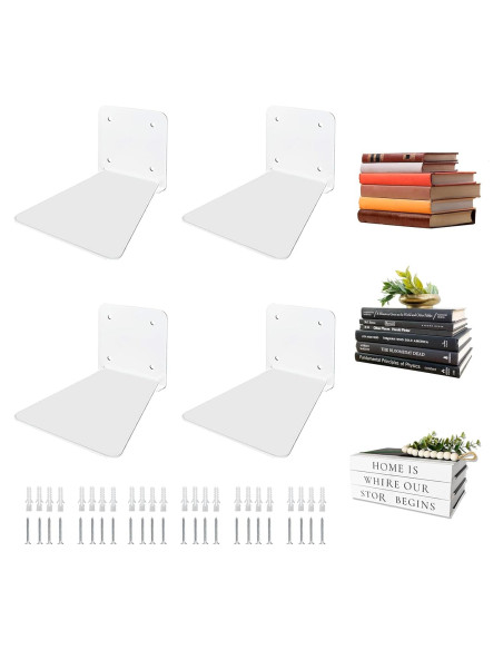 Estantería Flotante Invisible Atsgke - 4 PZS Blanca Moderna