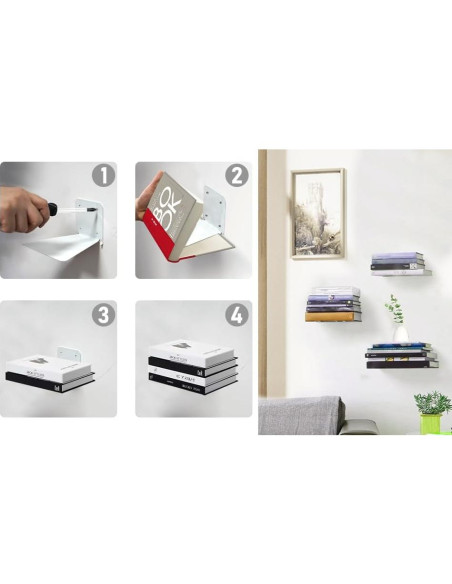 Estantería Flotante Invisible Atsgke - 4 PZS Blanca Moderna
