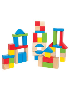 Bloques de Madera Hape - Set Educativo 50 Piezas Colores Brillantes